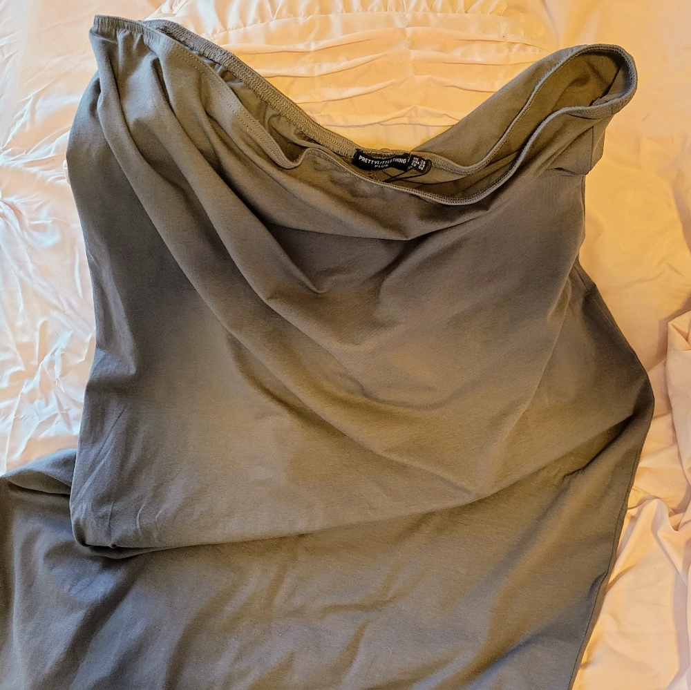 PLT Plus Charcoal Grey Bandeau Midaxi Dress